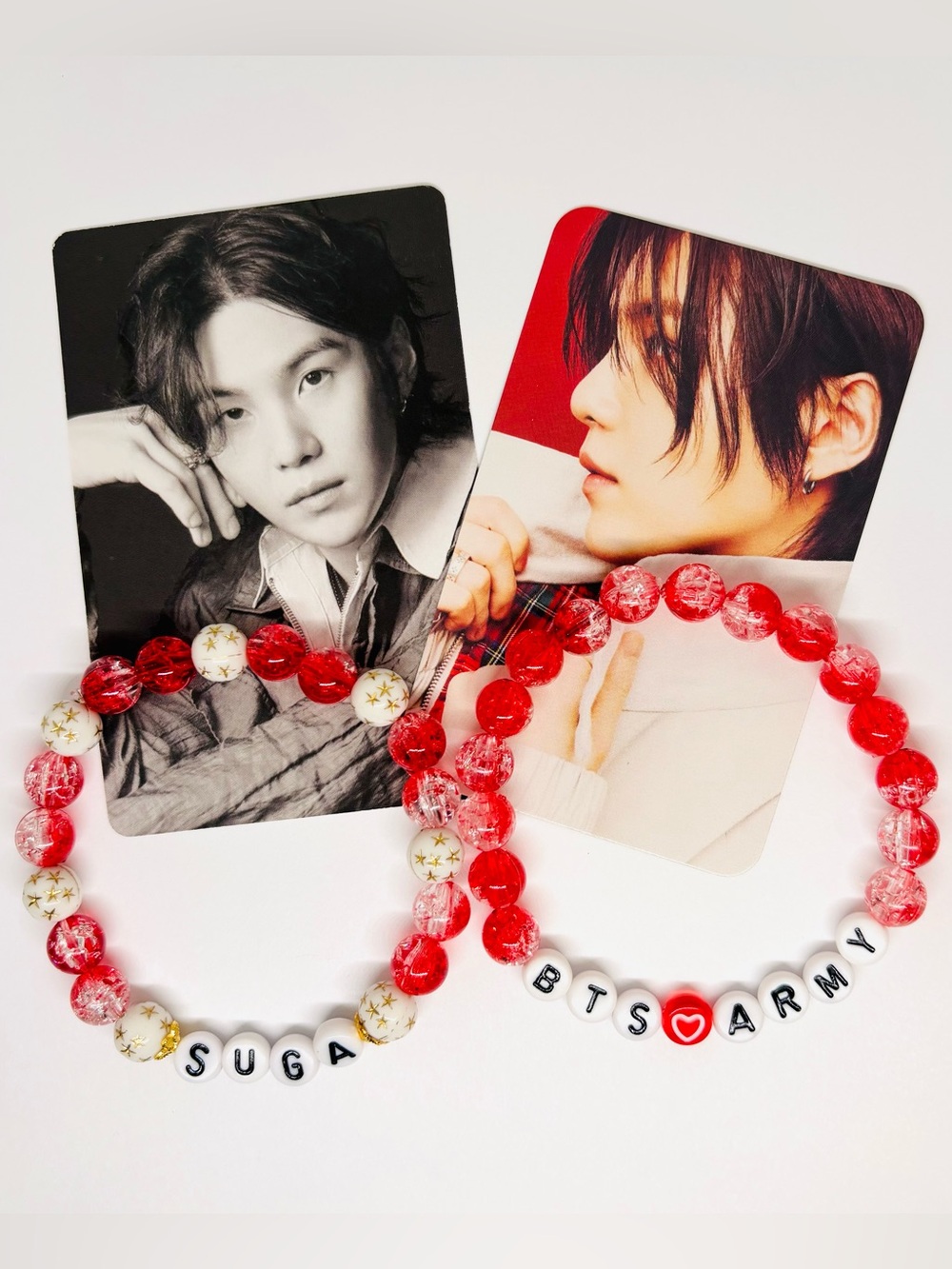 (4pcs) BTS SUGA YOONGI BRACELET PHOTOCARD BUNDLE